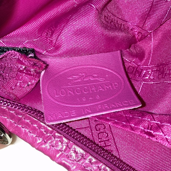 Longchamp Fuchsia Pink Roseau Crocodile Embossed Mini Purse - Picture 7 of 10
